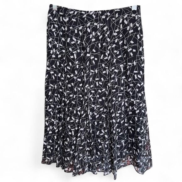 Anne Klein Silk black and white A Line skirt size 4P - Picture 1 of 8